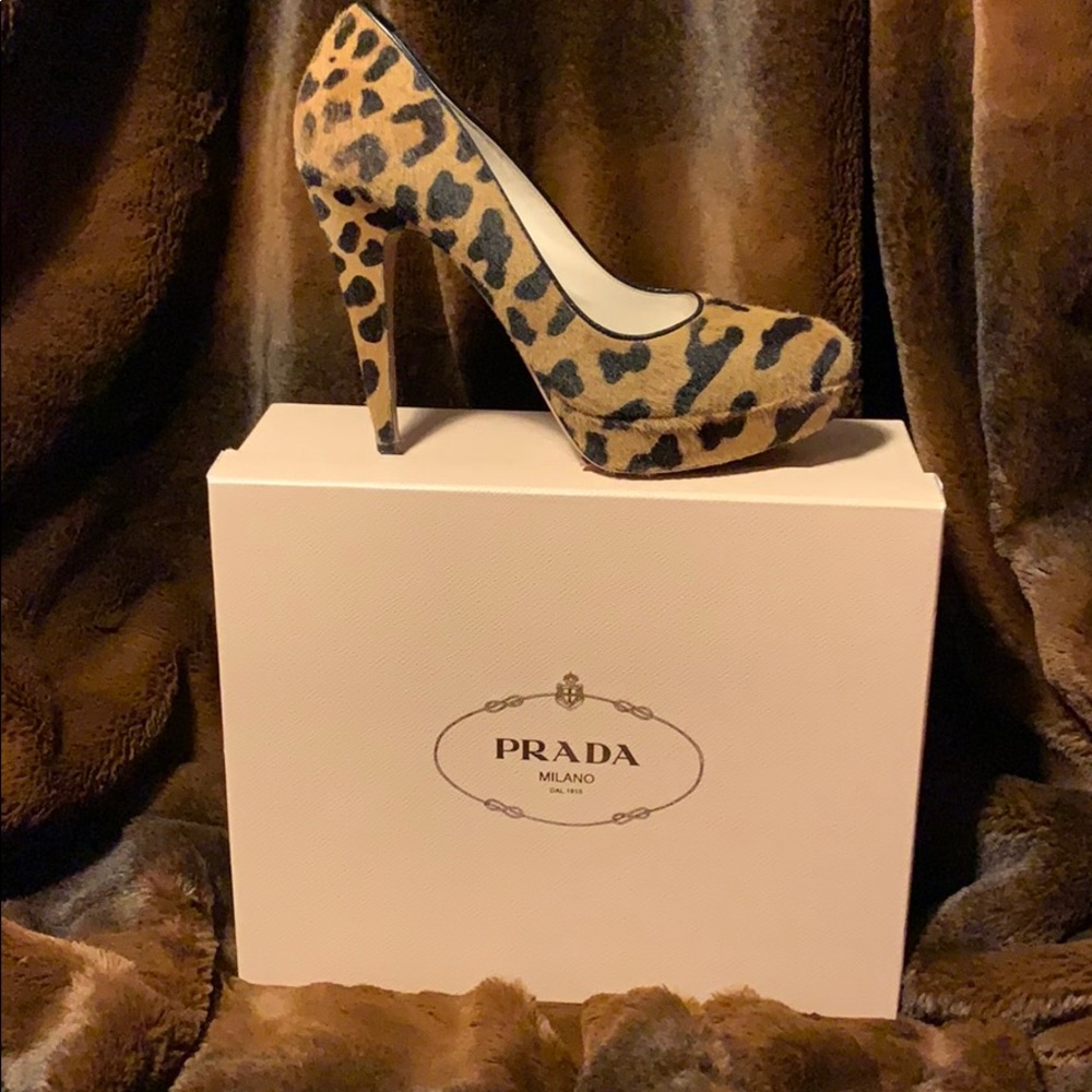 Fur Leopard Print Prada Heels